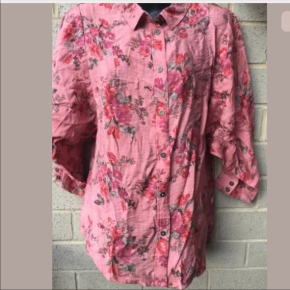 Tops - 🕉Floral print hi lo shirt Sz M